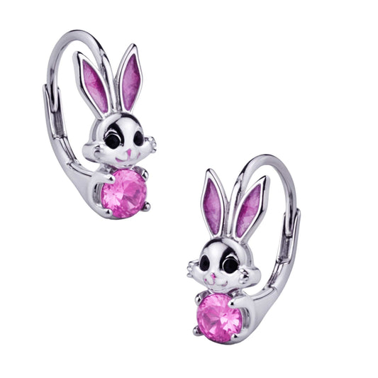 Kinderohrringe pinker Hase 925 Silber Zirkonia
