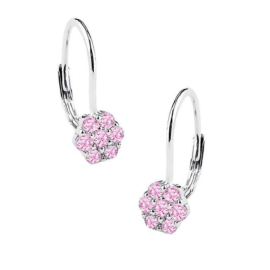 Kinderohrringe pinke Blume Zirkonia 925 Silber