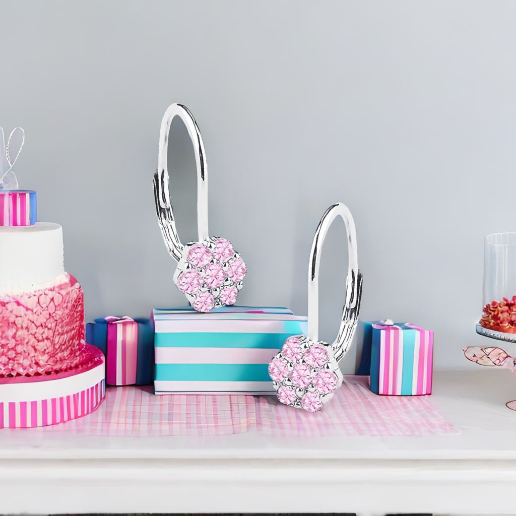 Kinderohrringe pinke Blume Zirkonia 925 Silber