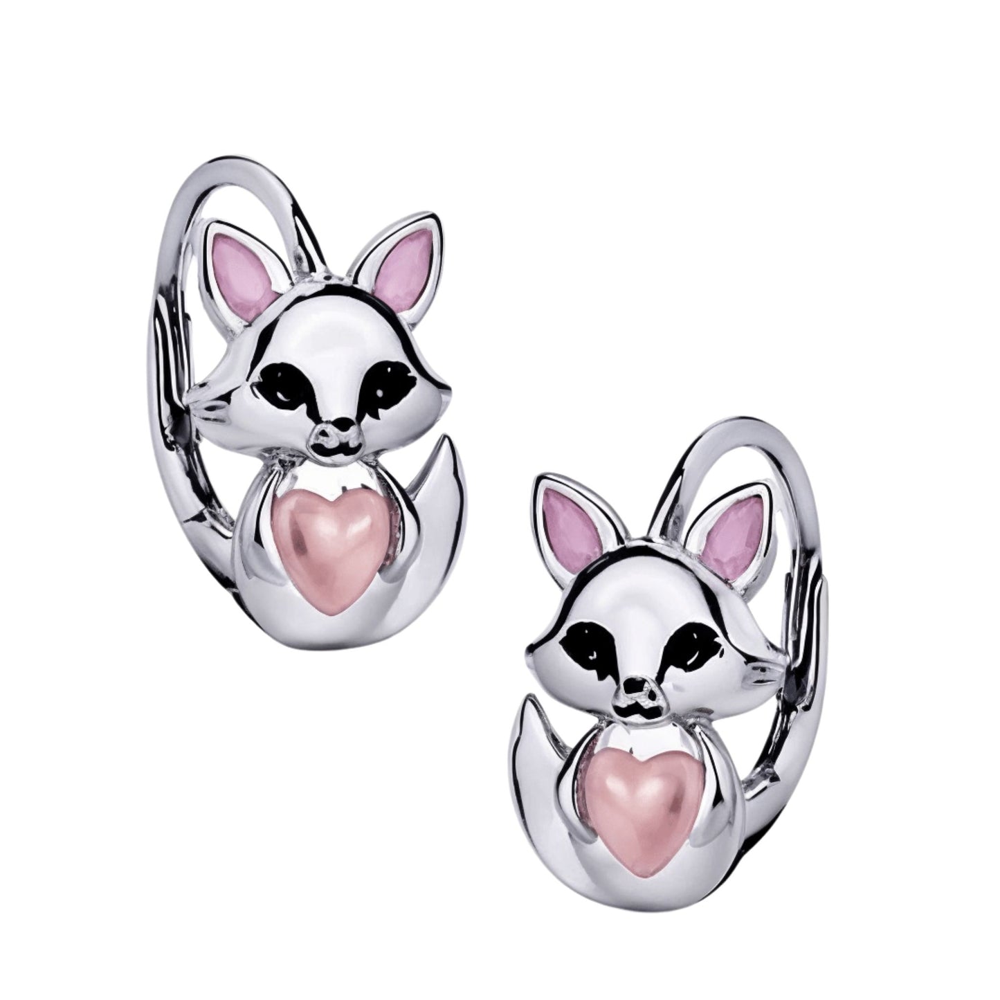 Kinderohrringe Katze Herz rosegold 925 Silber