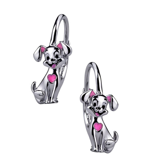 Kinderohrringe Hund Herz rosegold 925 Silber