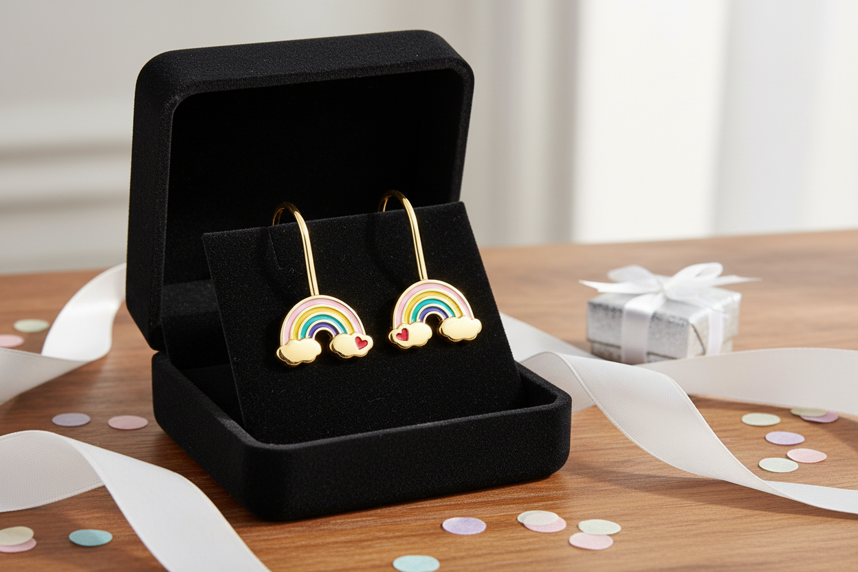 Kinderohrringe Regenbogen 925 Silber vergoldet