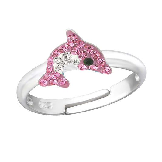 Kinder Ring Delfin rosa 925 Silber