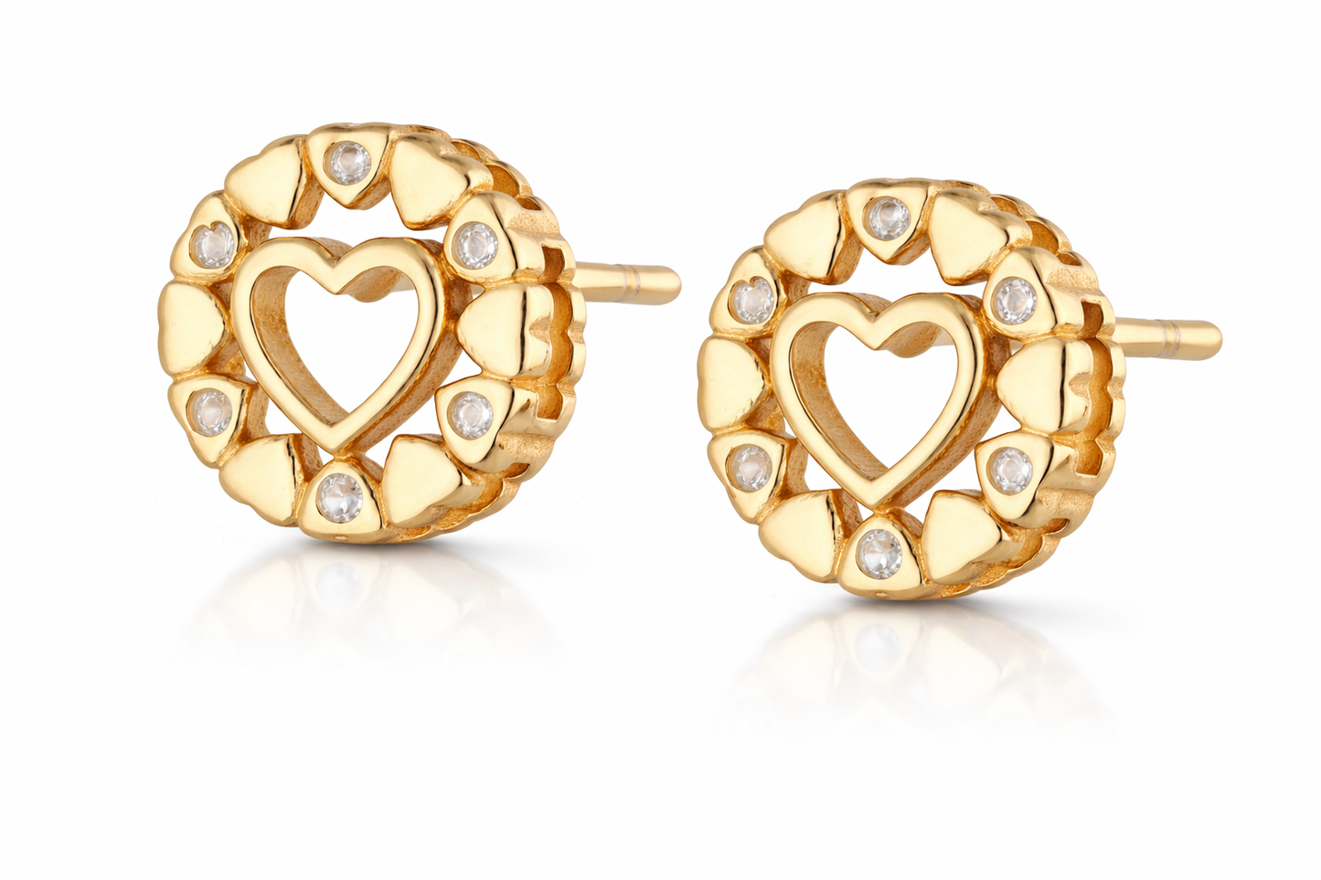 Herz Ohrringe Zirkonia Kristalle vergoldet 925 Silber Damen Schmuck