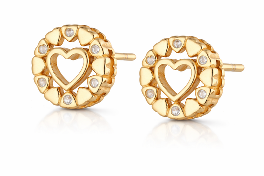 Herz Ohrringe Zirkonia Kristalle vergoldet 925 Silber Damen Schmuck