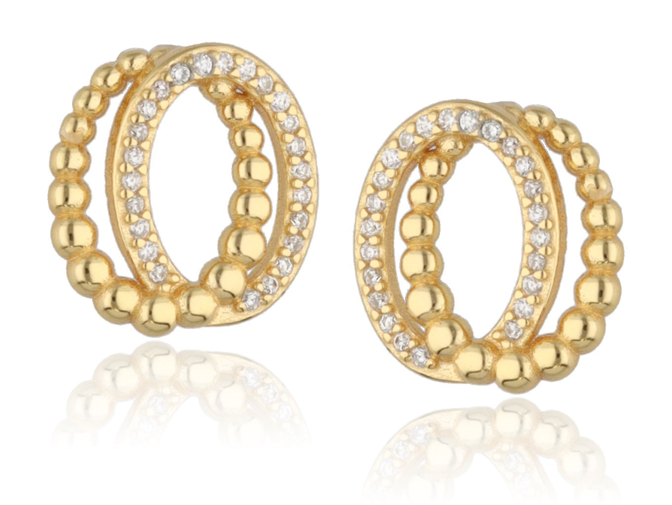 Ohrringe Kreis Zirkonia 925 Silber vergoldet Damen Schmuck