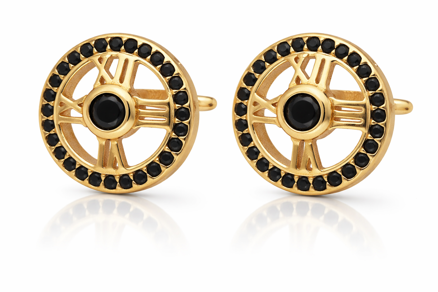 Ohrringe Kreuz Kreis 925 Silber Zirkonia Schwarz