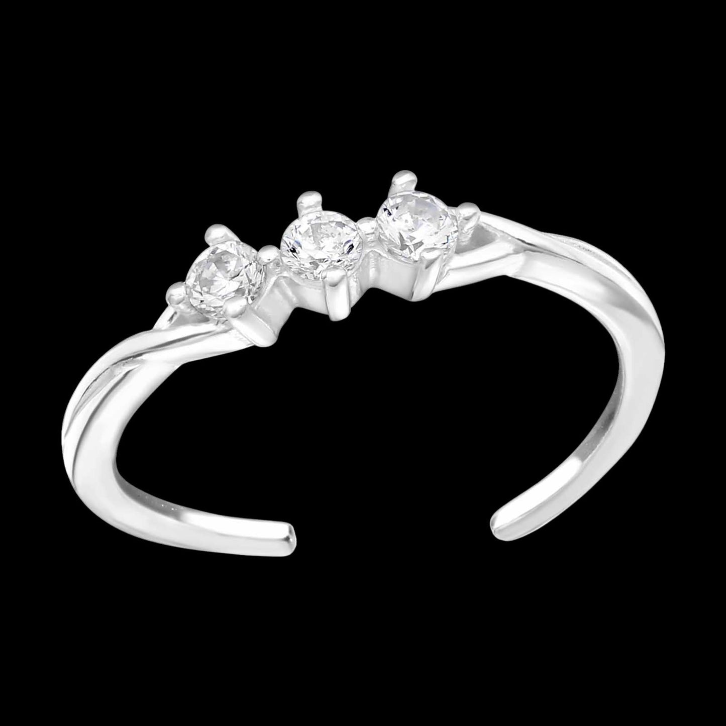 Zehenring Zehring drei Zirkonia Kristalle 925 Silber