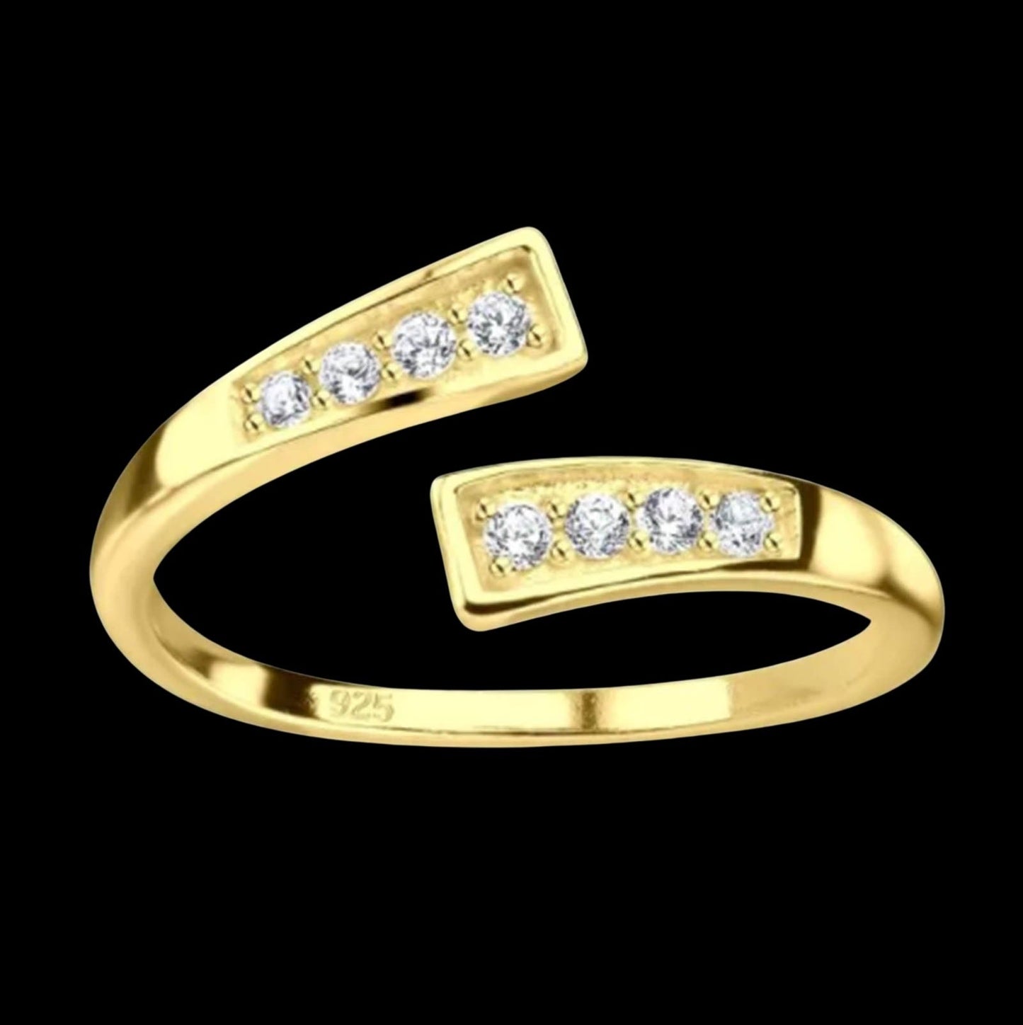 Zehenring Zehring klare Zirkonia Kristalle 925 Silber vergoldet