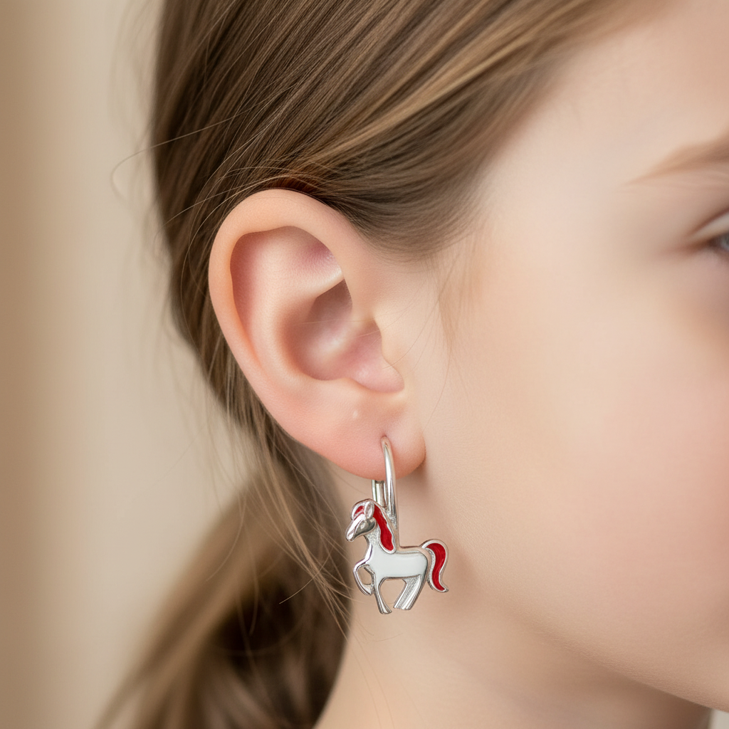 Kinderohrringe Ohrhänger Lady Pferd 925 Silber