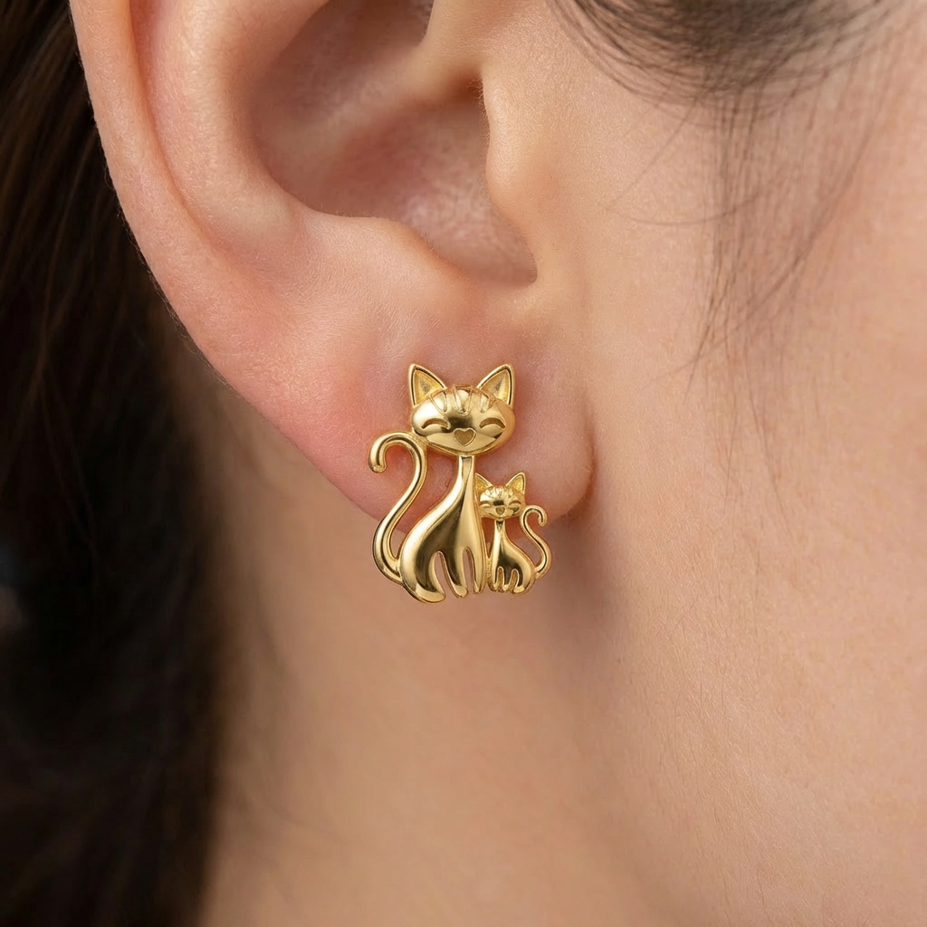 Ohrringe Katze Kitten 925 Sterling Silber Katzenmotiv