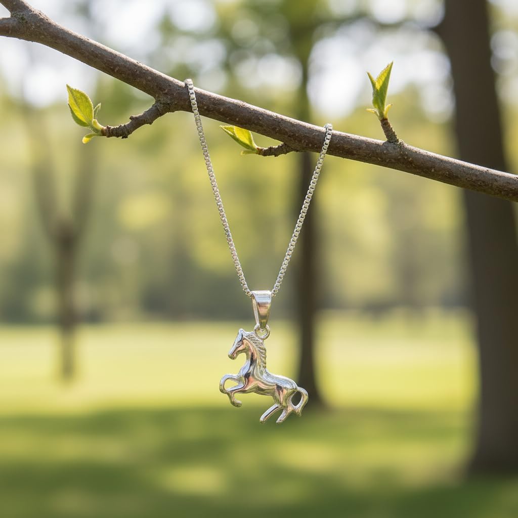 Pferde-Schmuckset 925er Silber mit Anhänger und Ohrsteckern