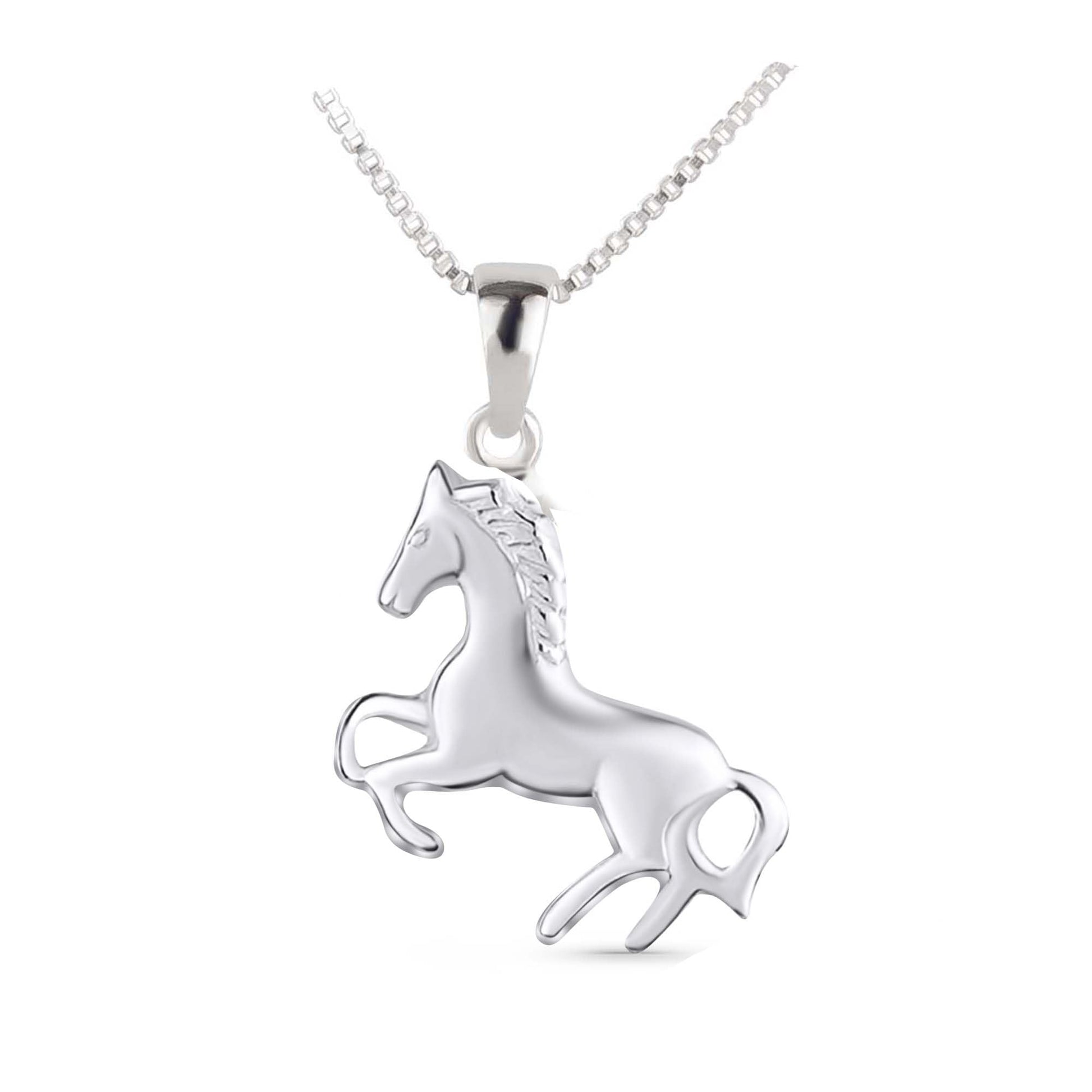 Pferde-Schmuckset 925er Silber mit Anhänger und Ohrsteckern