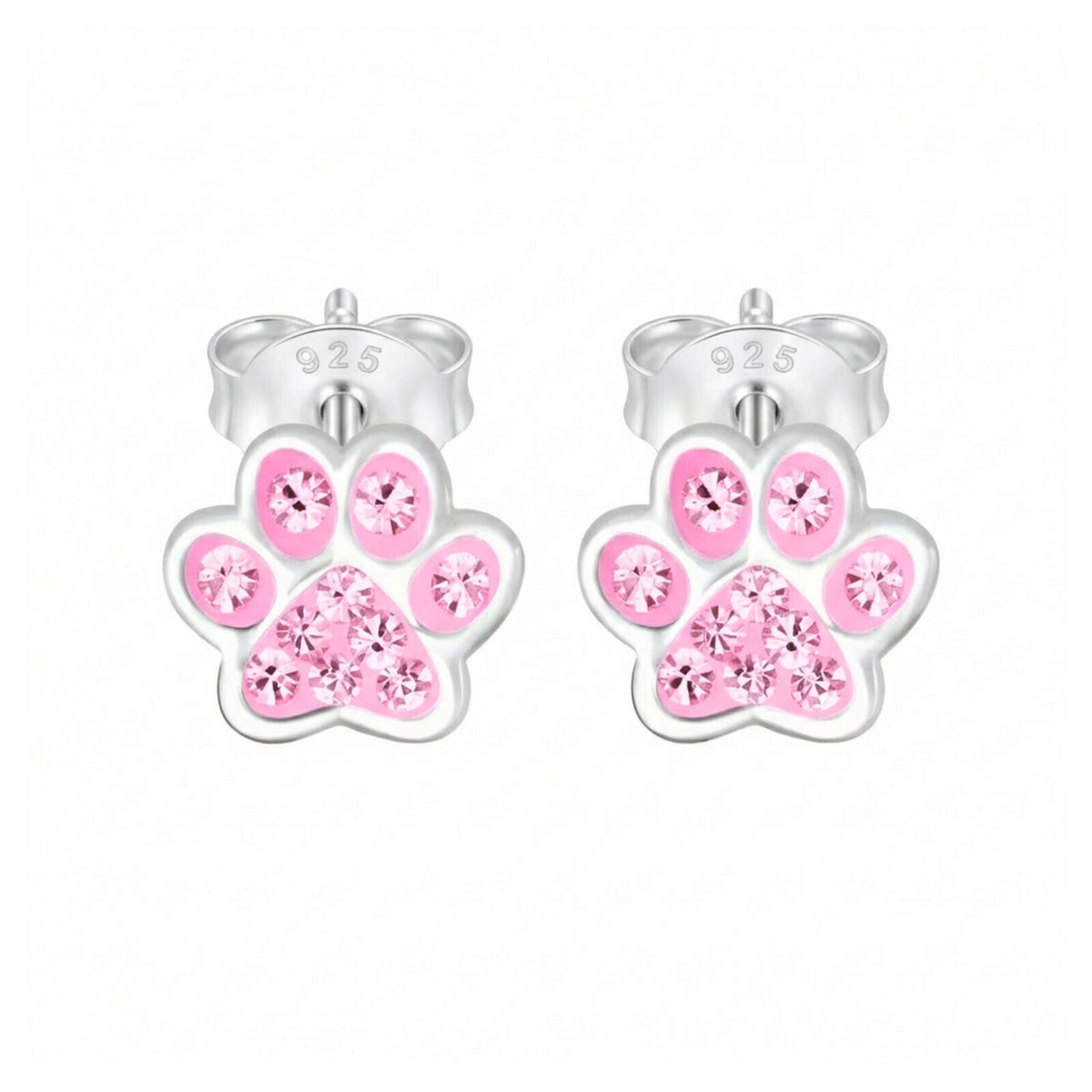 Ohrringe Pfote 925 Silber Kinder Ohrstecker rosa