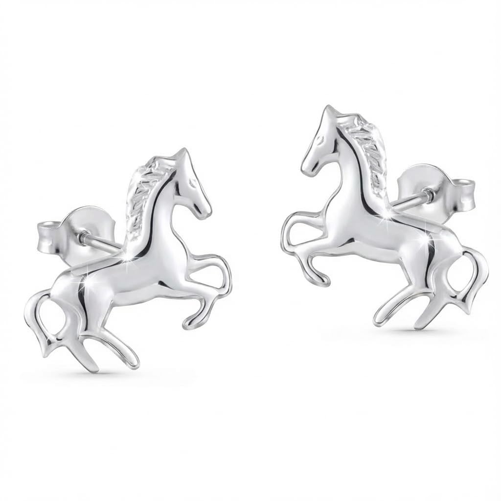 Pferde-Schmuckset 925er Silber mit Anhänger und Ohrsteckern