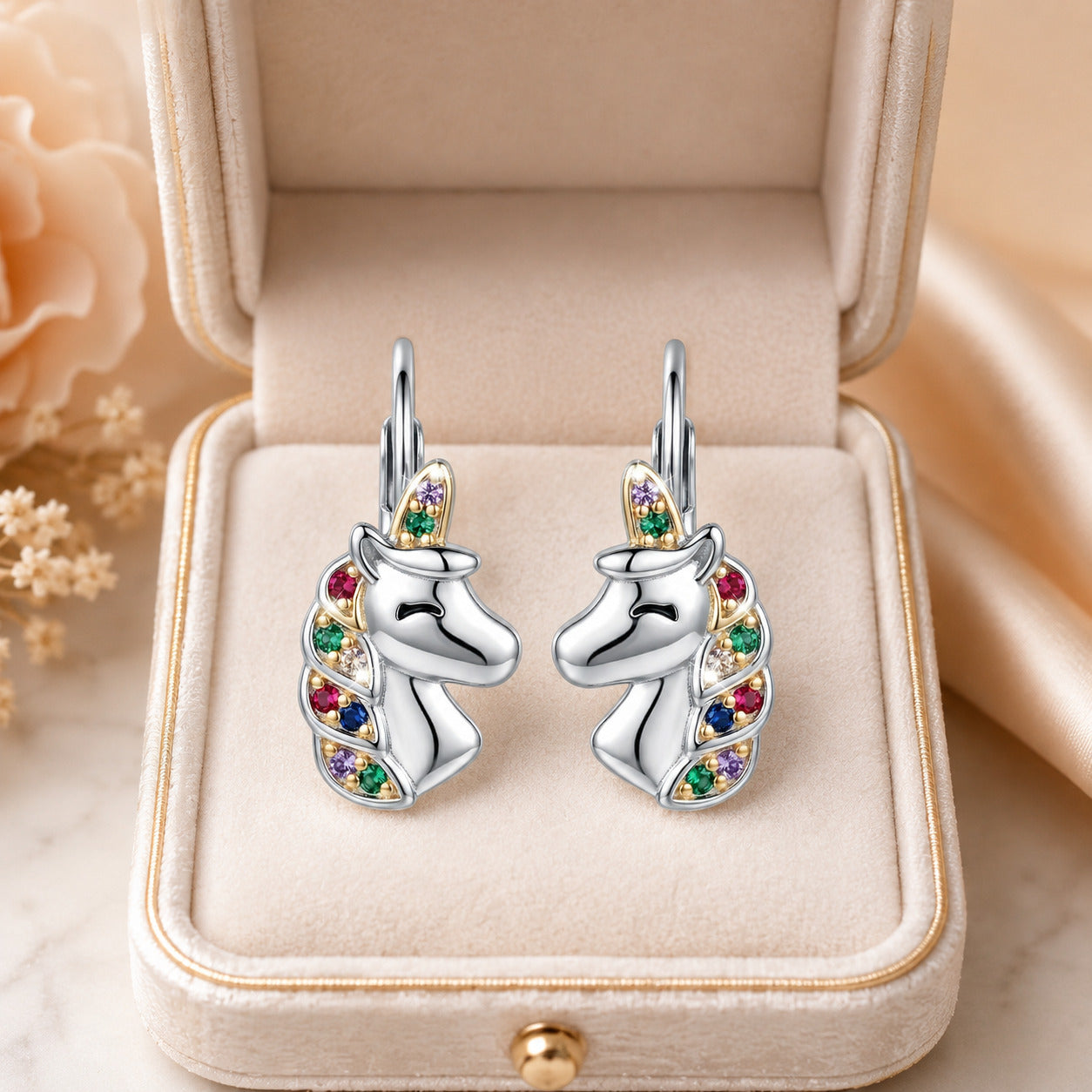 Ohrringe Kinder Mädchen Einhorn 925 Silber Brisur Ohrhänger