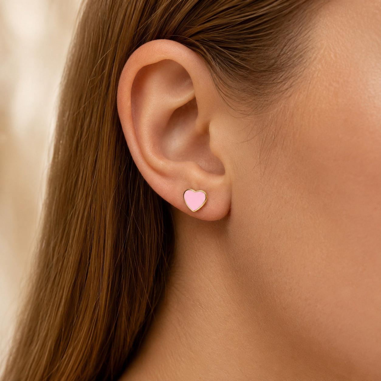 Ohrringe Ohrstecker Herz rosa 925 Silber vergoldet