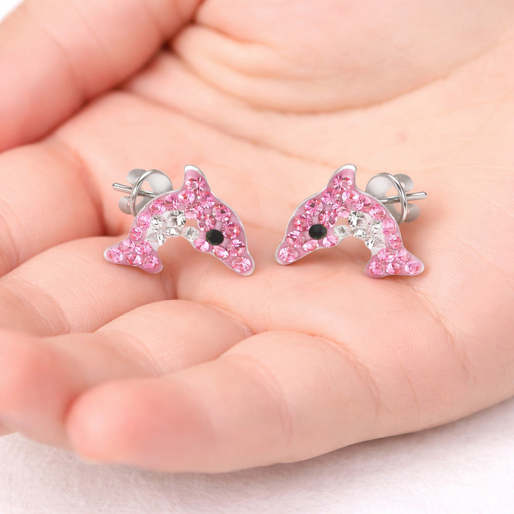 Kinder Ohrringe Delfin 925 Silber Ohrstecker Mädchen Geschenk echt