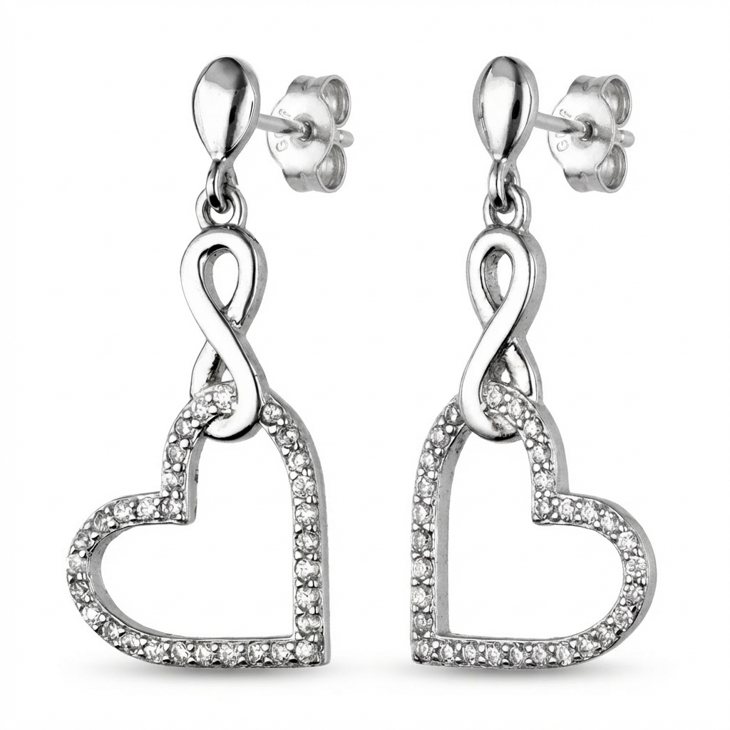 Ohrringe Herz Unendlich Zirkonia 925 Silber Sterlingsilber Schmuck Damen