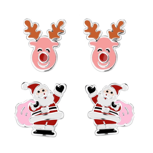Ohrstecker Set Nikolaus + funny Rentier 925 Silber