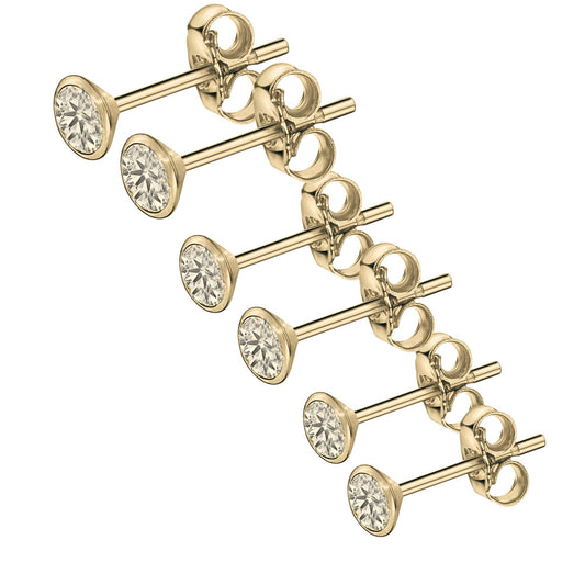 3 Paar Ohrringe Zirkonia 925 Silber vergoldet